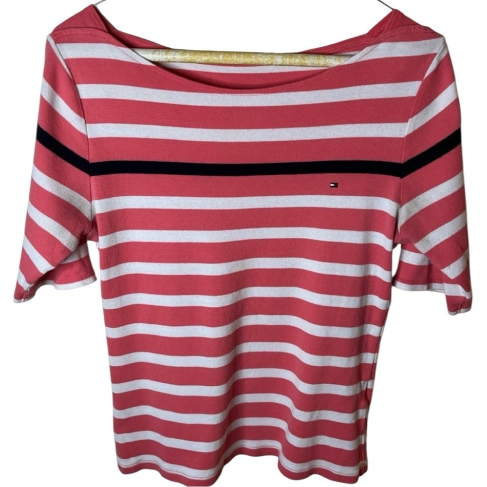 Tommy Hilfiger coral striped crewneck